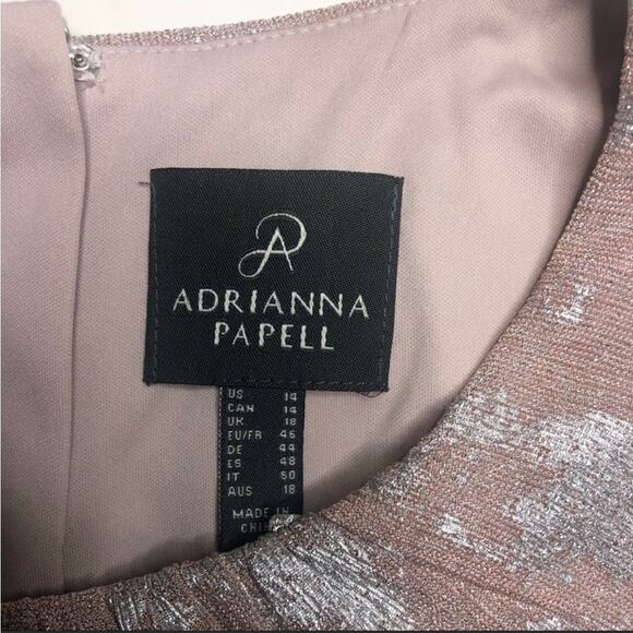 Women’s Formal Dress Size 14 Adrianna Papell Blush Pink Metallic Evening Gown - Picture 9 of 11